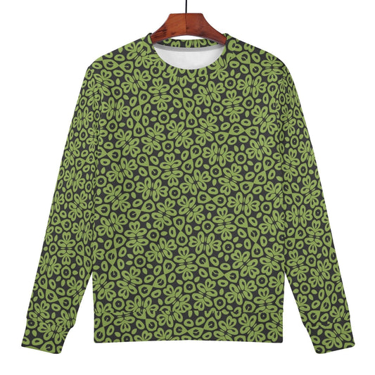 Green Flora Sweatshirt | Soft Polyester Material | Long Sleeve Pullover Tops | Streetwear for Autumn Winter - Happy Moth