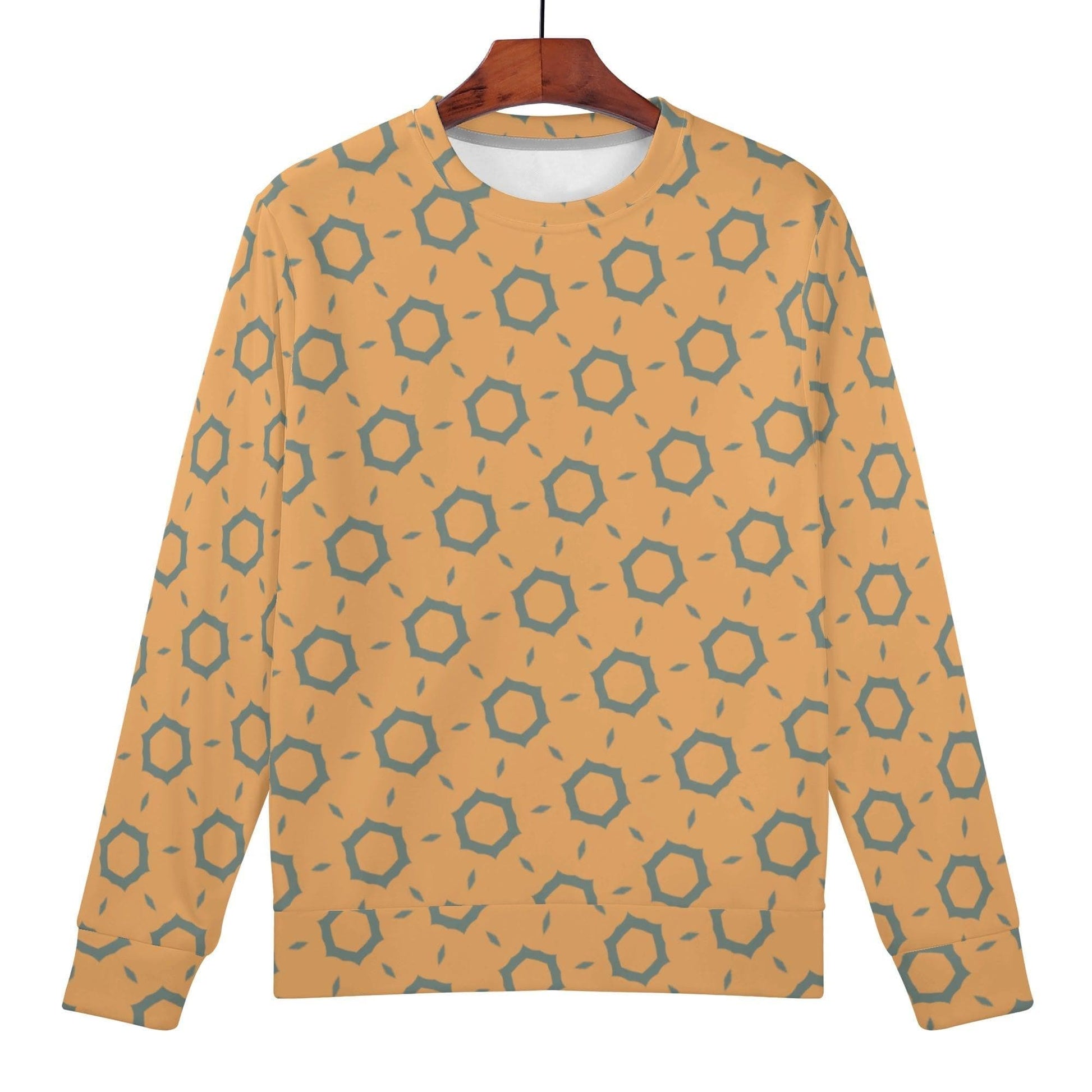 Orange Octa Sweatshirt | Soft Polyester Material | Long Sleeve Pullover Tops | Streetwear for Autumn Winter - Happy Moth