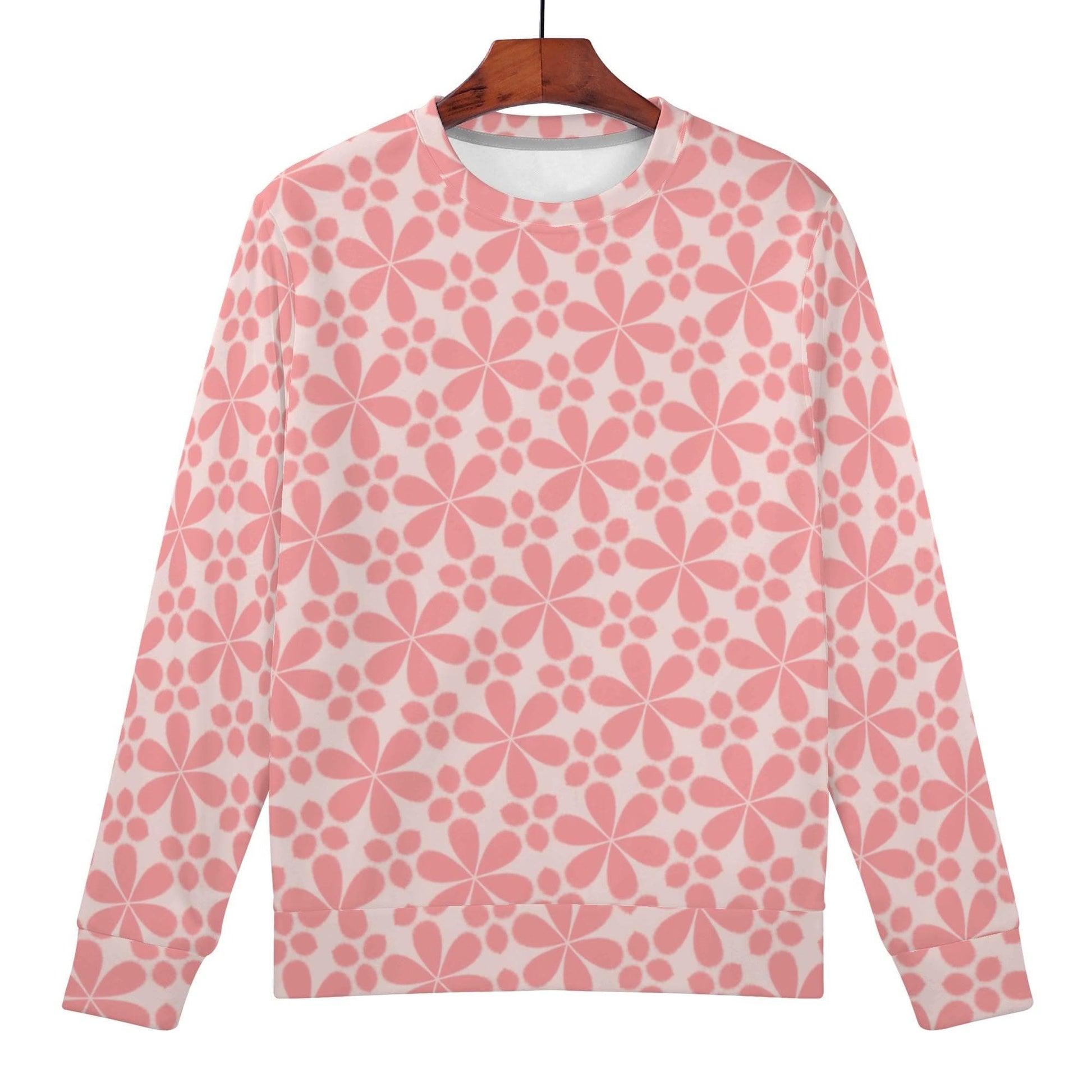 Pink Flora Sweatshirt | Soft Polyester Material | Long Sleeve Pullover Tops | Streetwear for Autumn Winter - Happy Moth