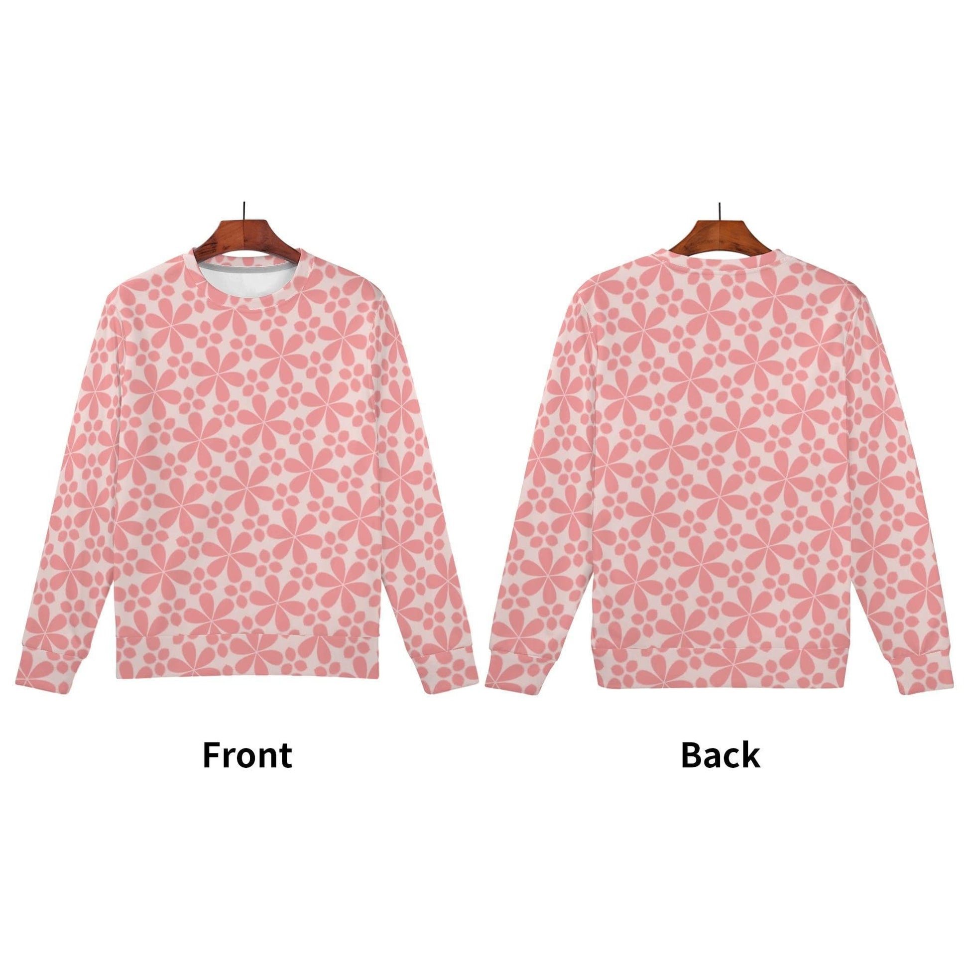 Pink Flora Sweatshirt | Soft Polyester Material | Long Sleeve Pullover Tops | Streetwear for Autumn Winter - Happy Moth