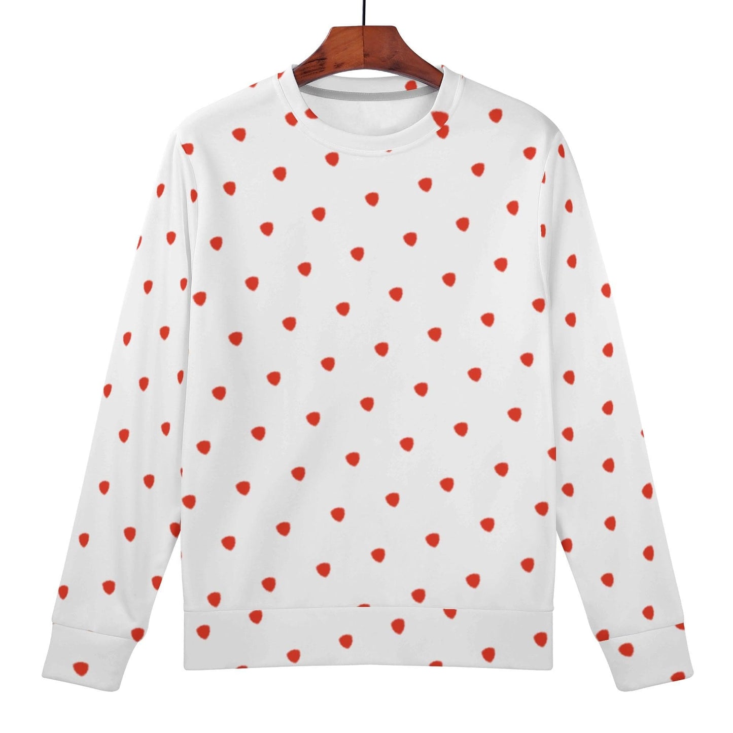 Red Polka Sweatshirt | Soft Polyester Material | Long Sleeve Pullover Tops | Streetwear for Autumn Winter - Happy Moth