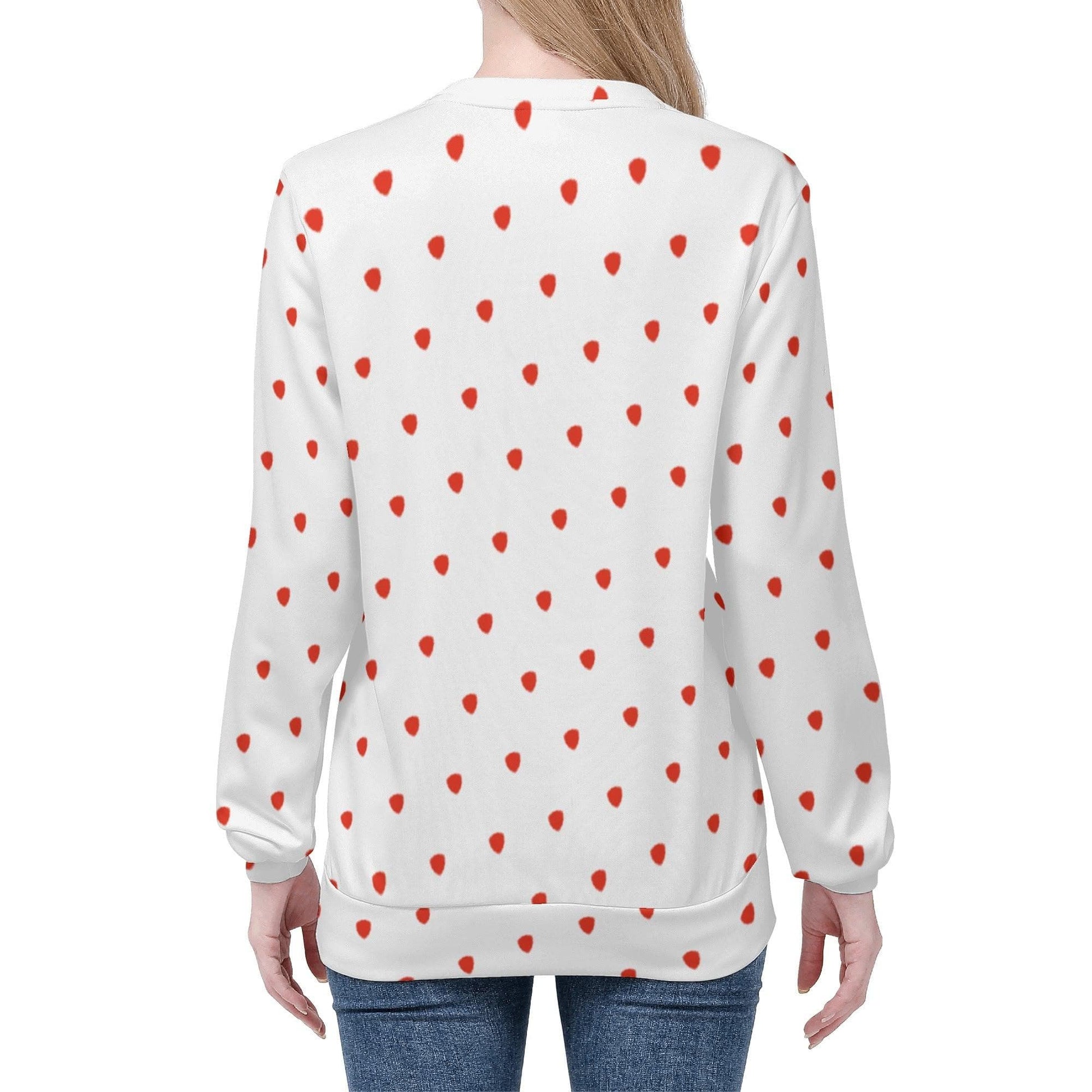 Red Polka Sweatshirt | Soft Polyester Material | Long Sleeve Pullover Tops | Streetwear for Autumn Winter - Happy Moth