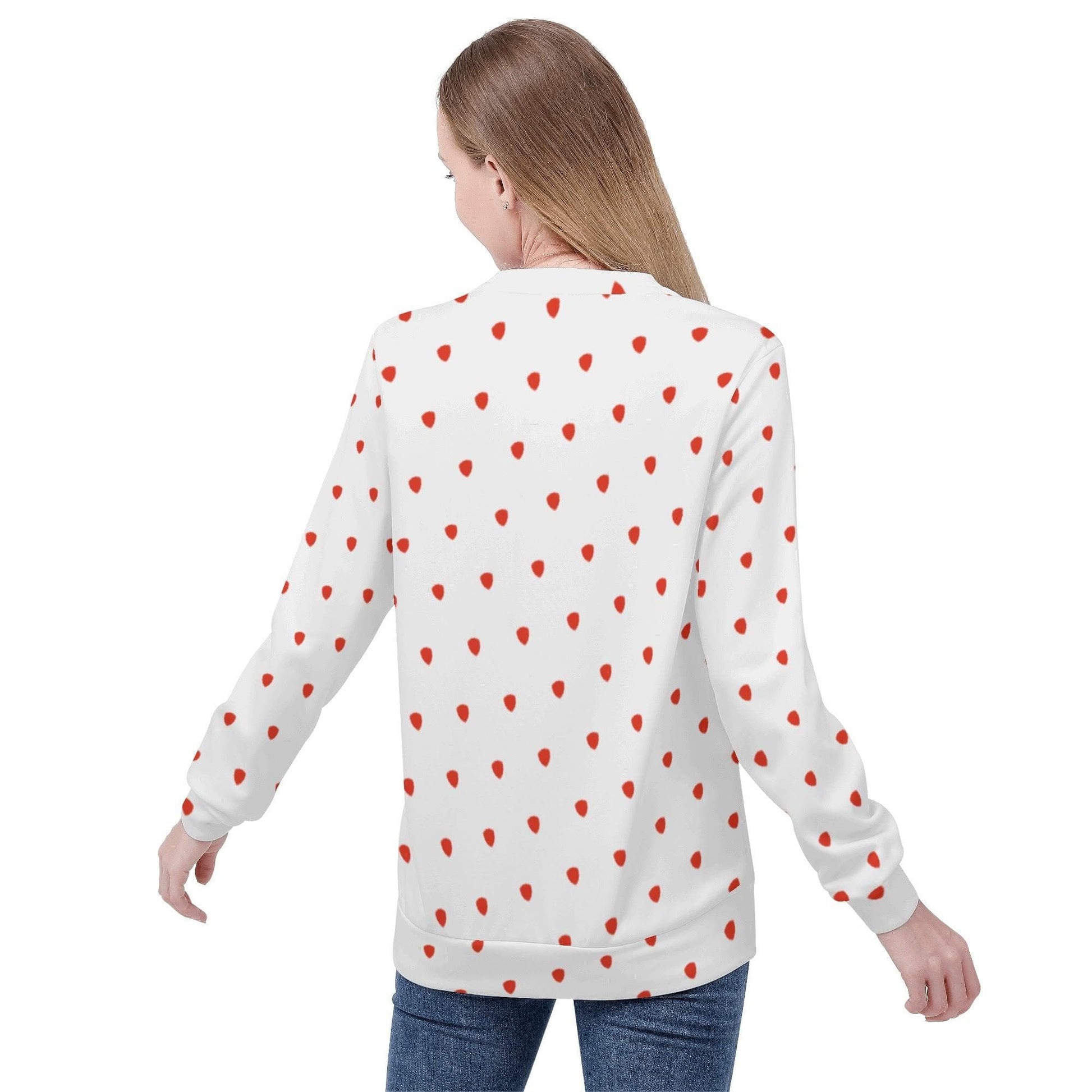 Red Polka Sweatshirt | Soft Polyester Material | Long Sleeve Pullover Tops | Streetwear for Autumn Winter - Happy Moth