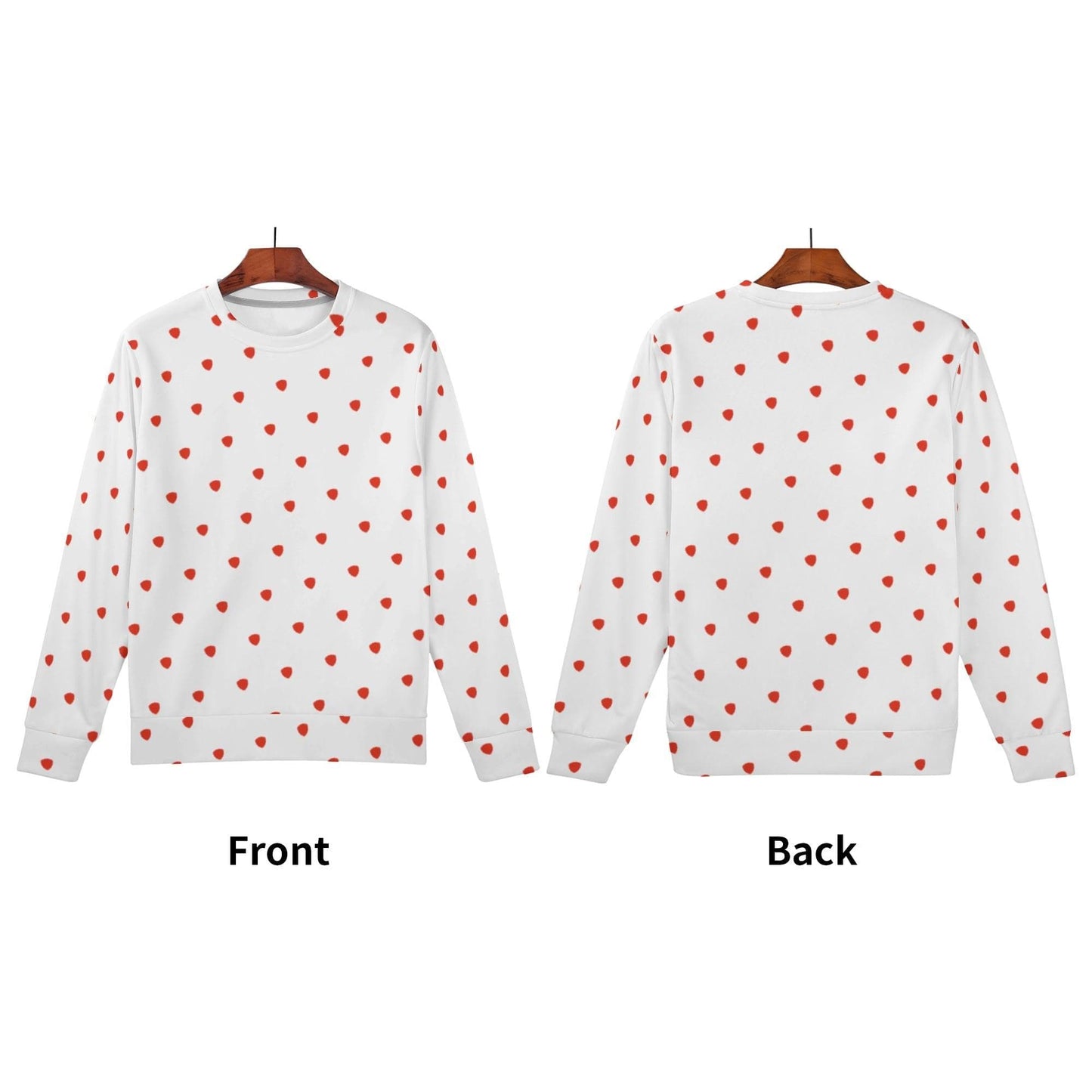 Red Polka Sweatshirt | Soft Polyester Material | Long Sleeve Pullover Tops | Streetwear for Autumn Winter - Happy Moth