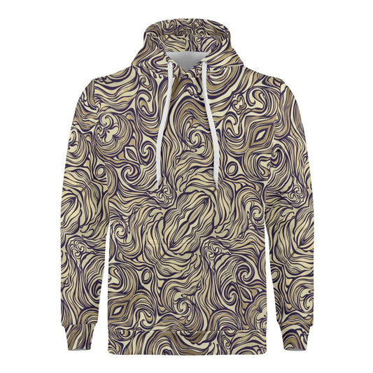 Tidal Mosaic Warm Velvet Hoodie - Soft & Cozy - High-Quality Polyester - Drawstring Hood - Long Sleeves - Front Pocket - Happy Moth