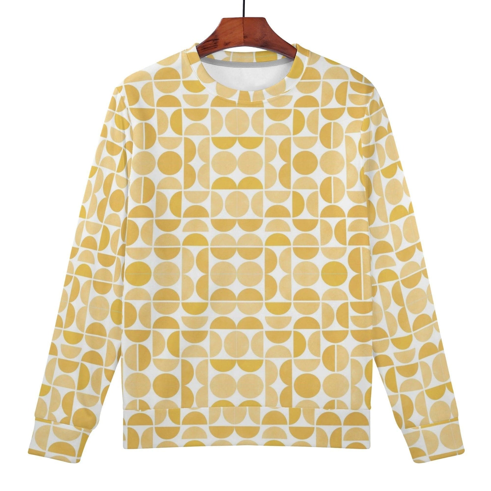 Yellow Abstract Sweatshirt | Soft Polyester Material | Long Sleeve Pullover Tops | Streetwear for Autumn Winter - Happy Moth