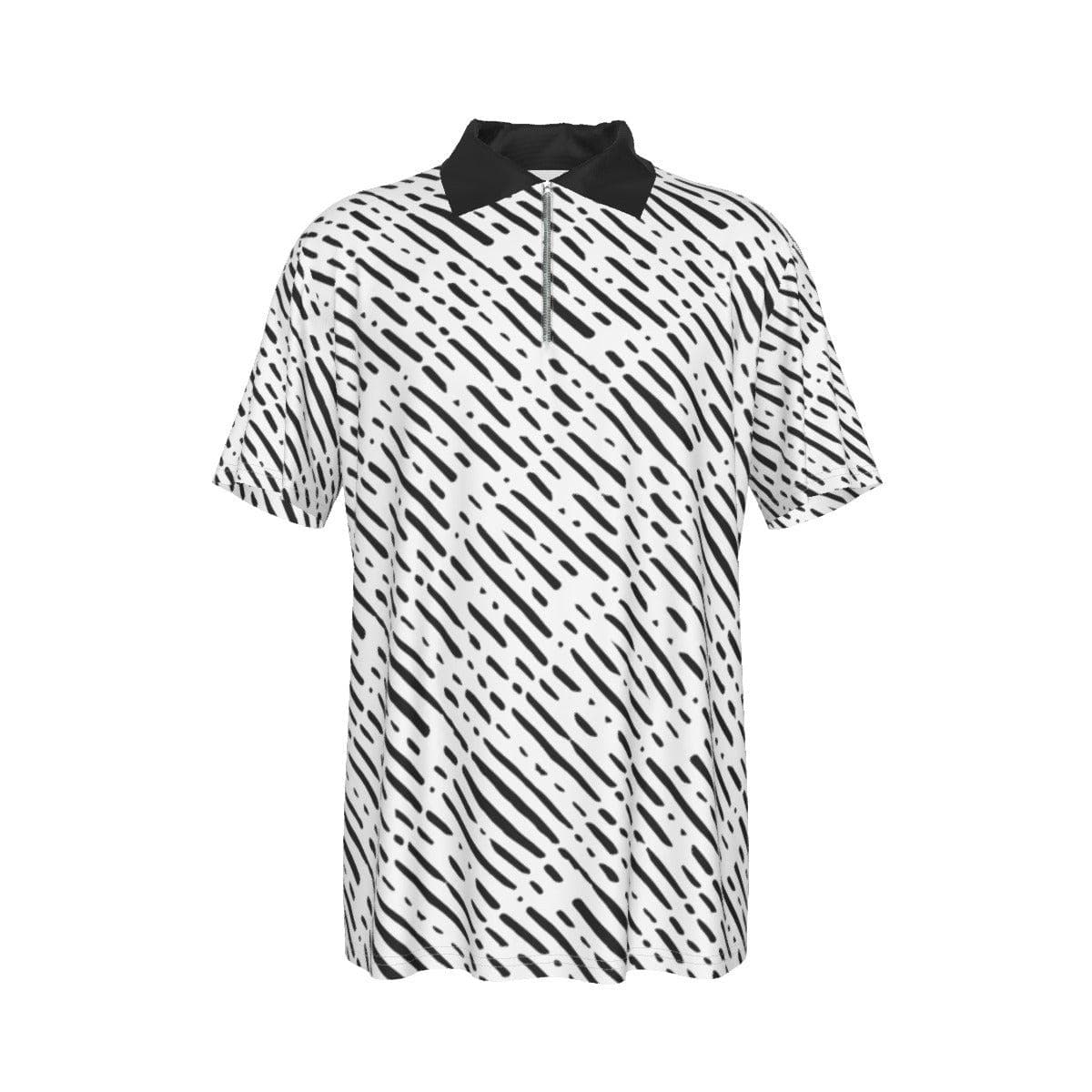 All-Over Print Men's Lapel Zip Short Sleeve POLO