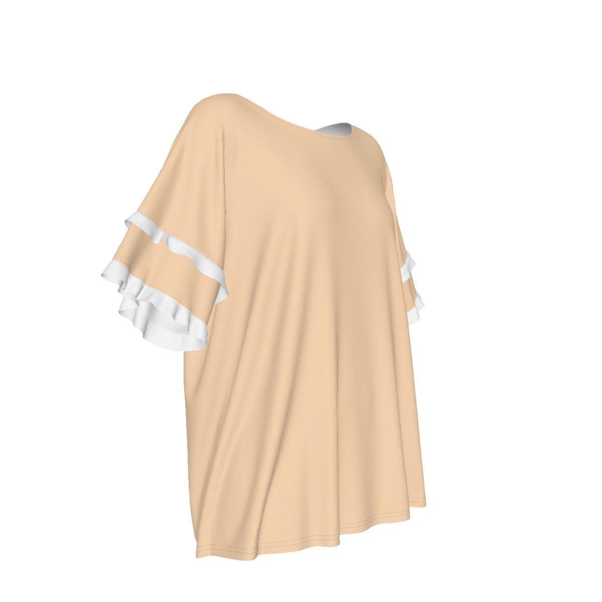 Beige Women's Round Neck Raglan Sleeve T-shirt