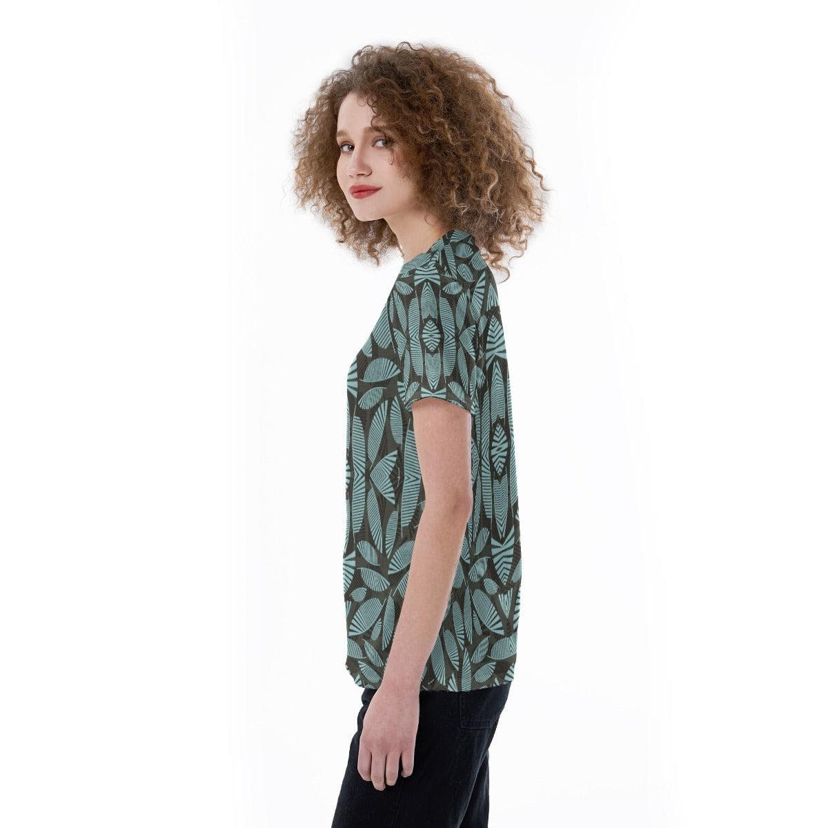 BlueGreen leaf V-neck Women's T-shirt