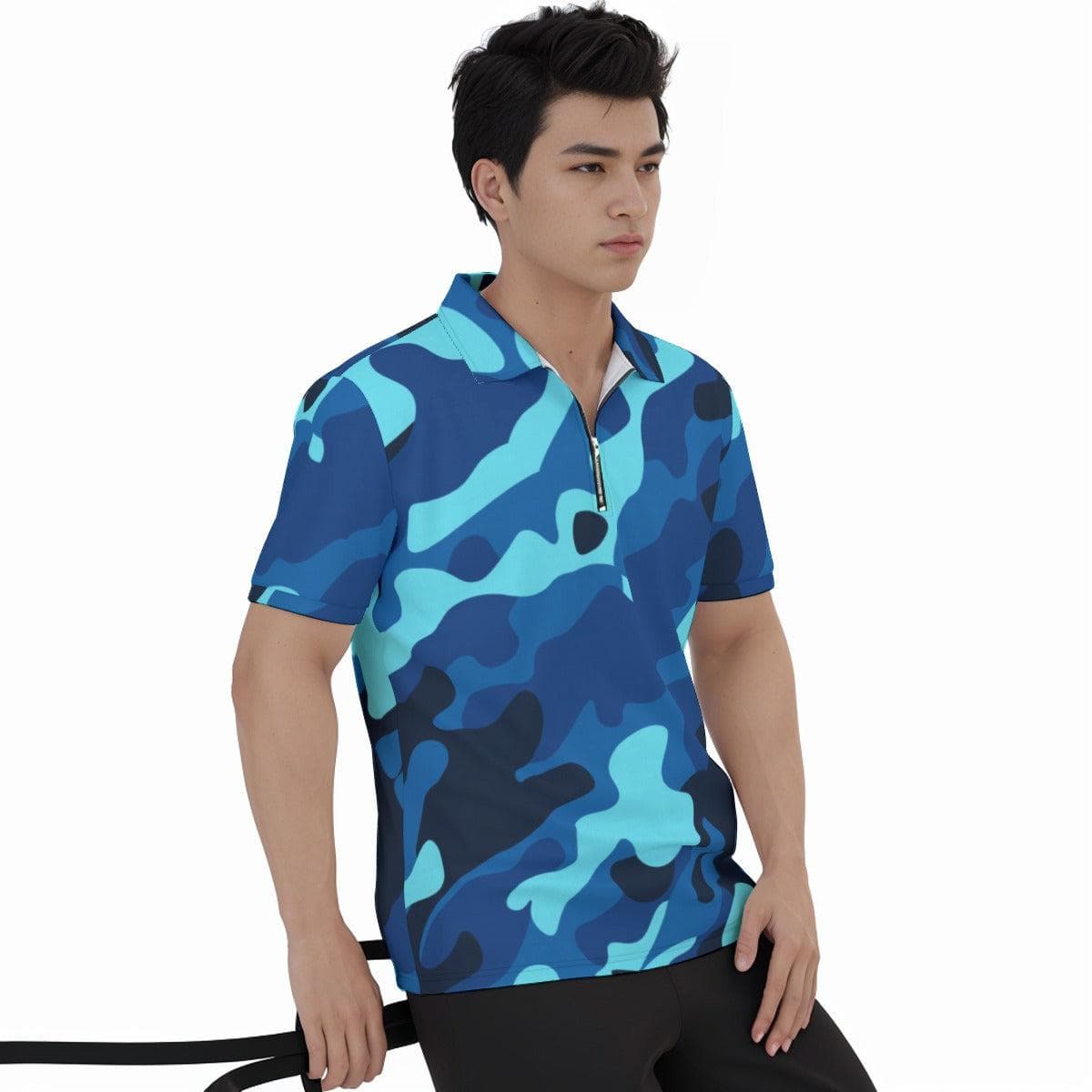 BrightBlur Men's Polo Shirt with  Zipper