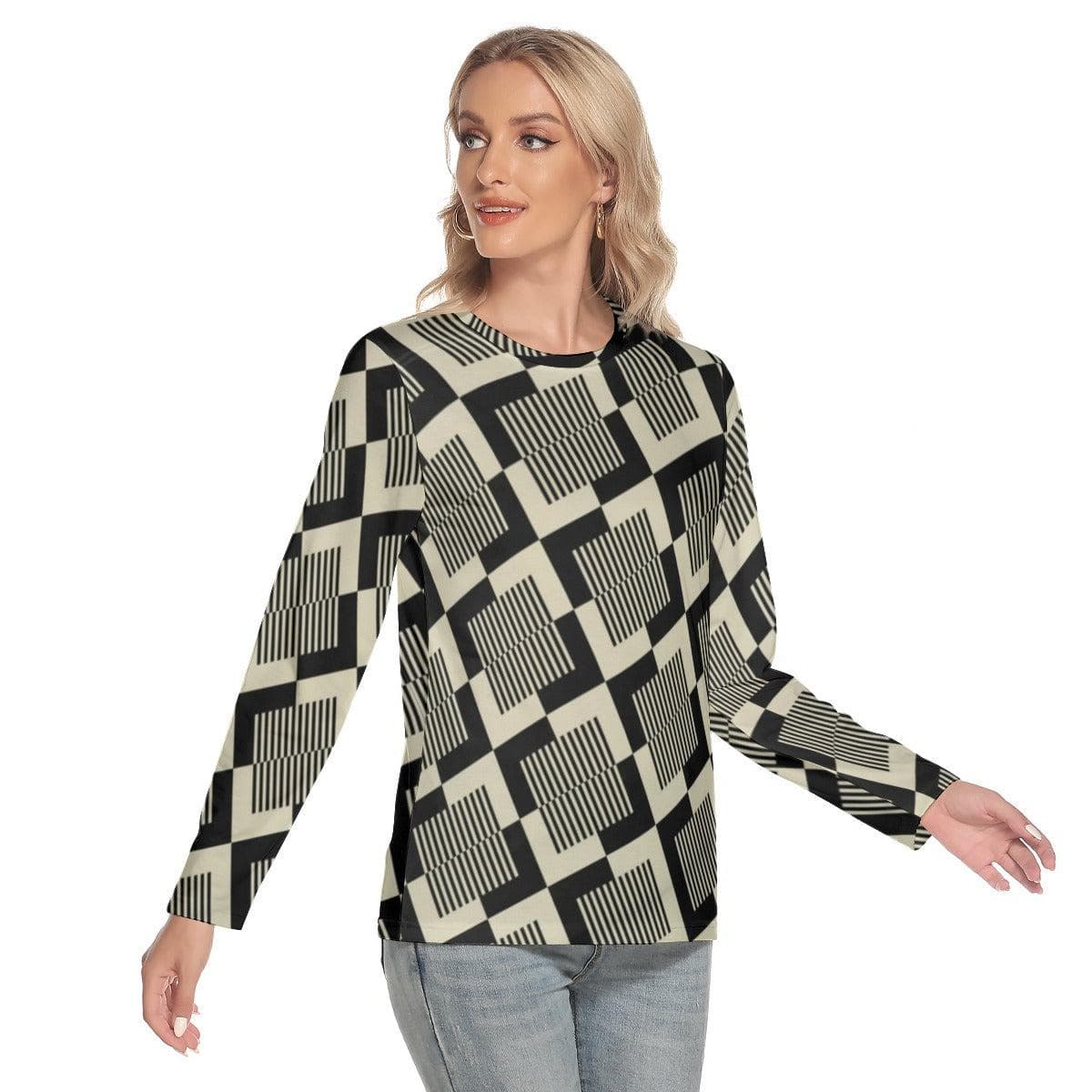 Geometric Women's O-neck Long Sleeve T-shirt