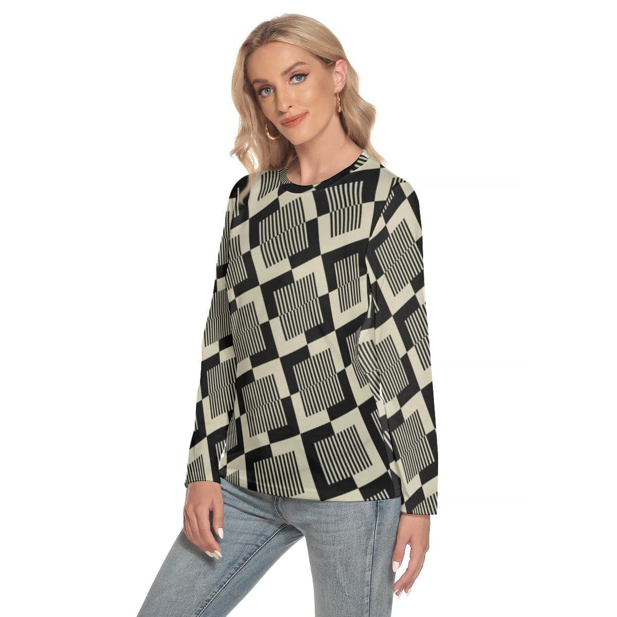 Geometric Women's O-neck Long Sleeve T-shirt