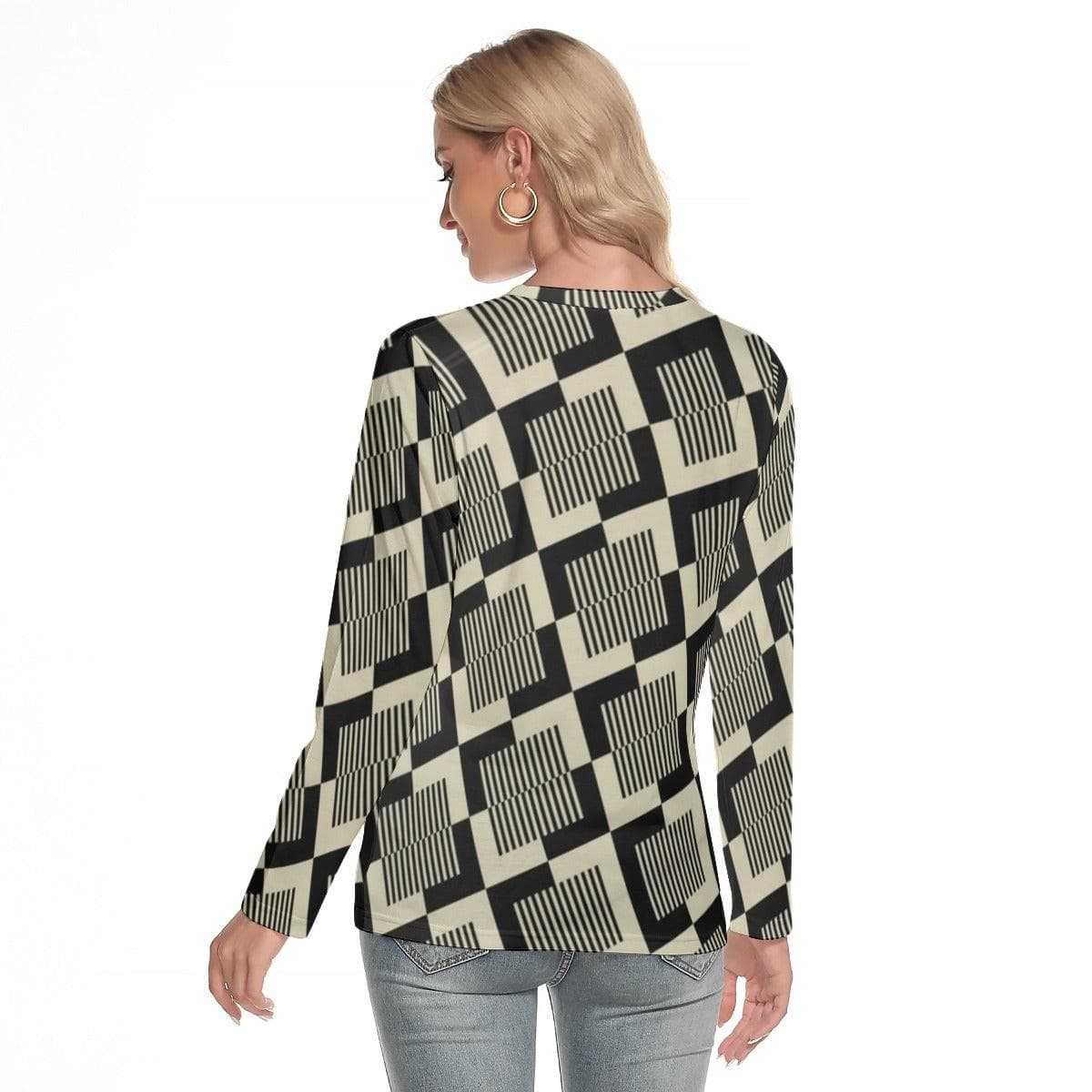 Geometric Women's O-neck Long Sleeve T-shirt