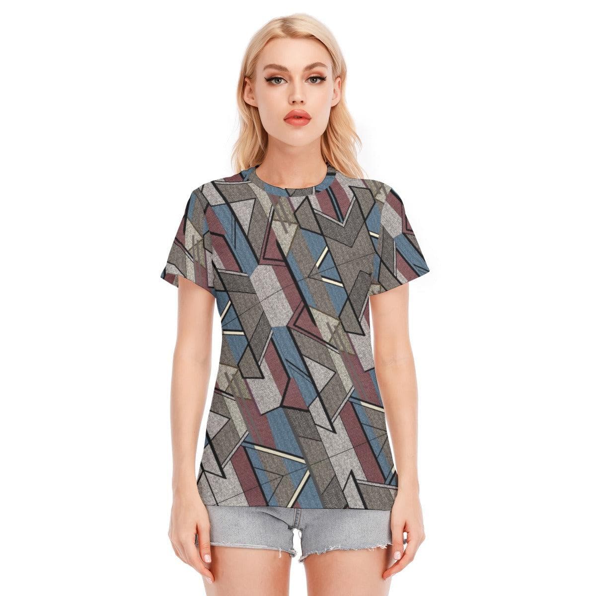 Geometric Women's Round Neck T-Shirt | 190GSM Cotton