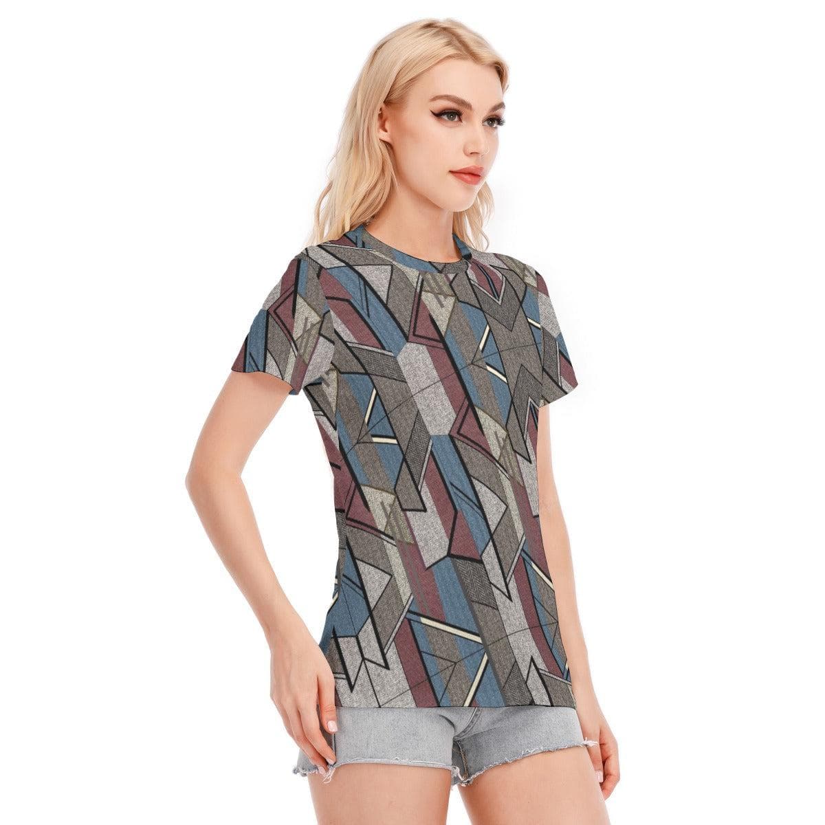 Geometric Women's Round Neck T-Shirt | 190GSM Cotton