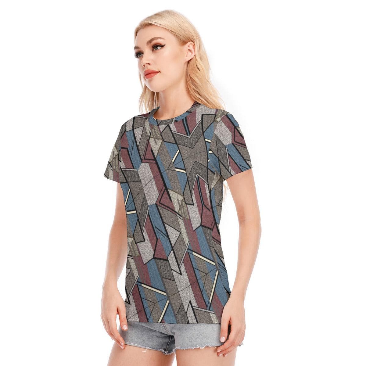 Geometric Women's Round Neck T-Shirt | 190GSM Cotton