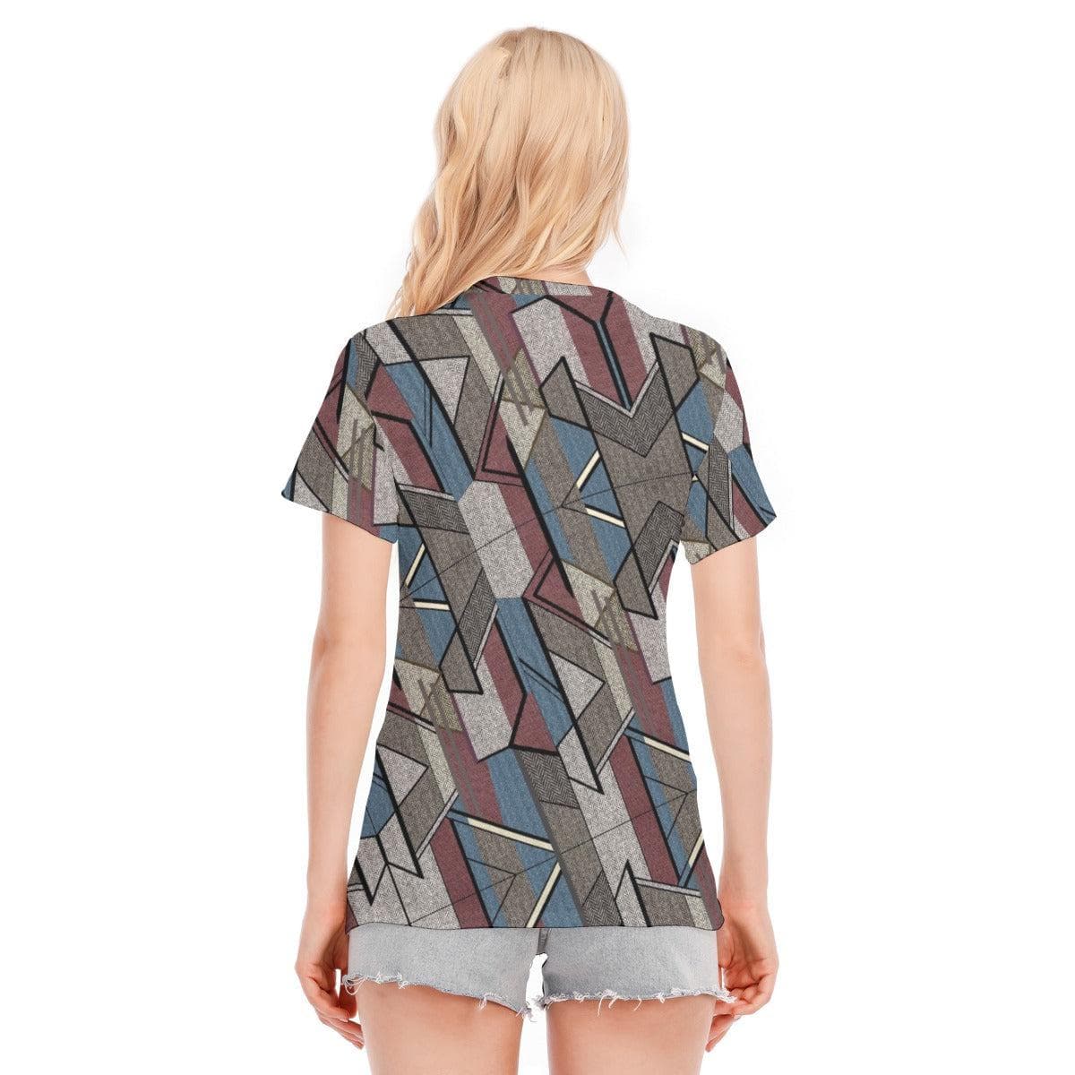 Geometric Women's Round Neck T-Shirt | 190GSM Cotton