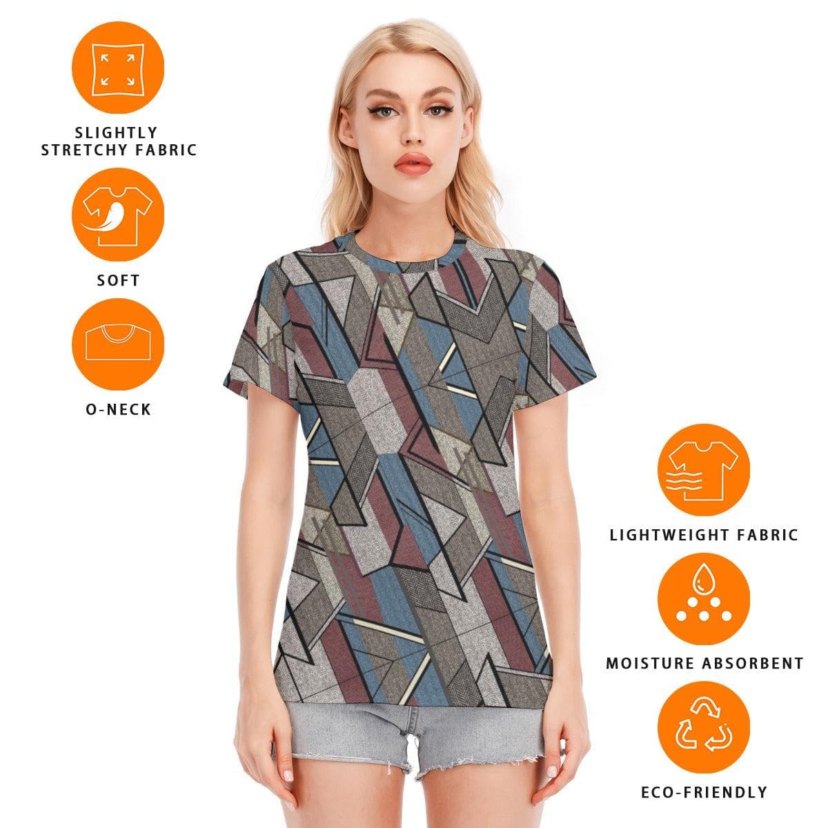 Geometric Women's Round Neck T-Shirt | 190GSM Cotton