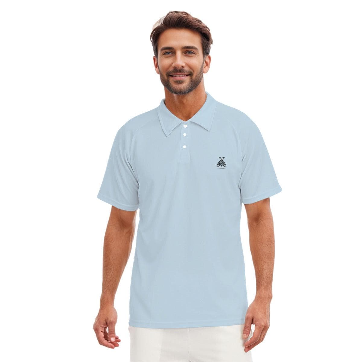 SwayGlow Baby Blue Men's Short Sleeve Polo Shirt With Button Closure