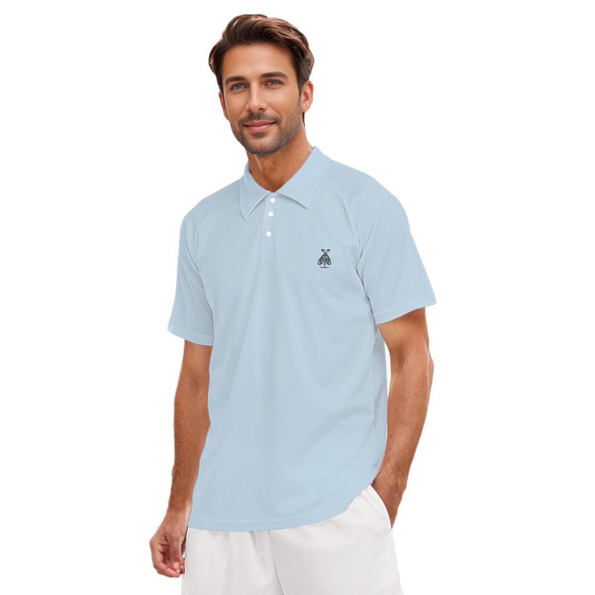 SwayGlow Baby Blue Men's Short Sleeve Polo Shirt With Button Closure