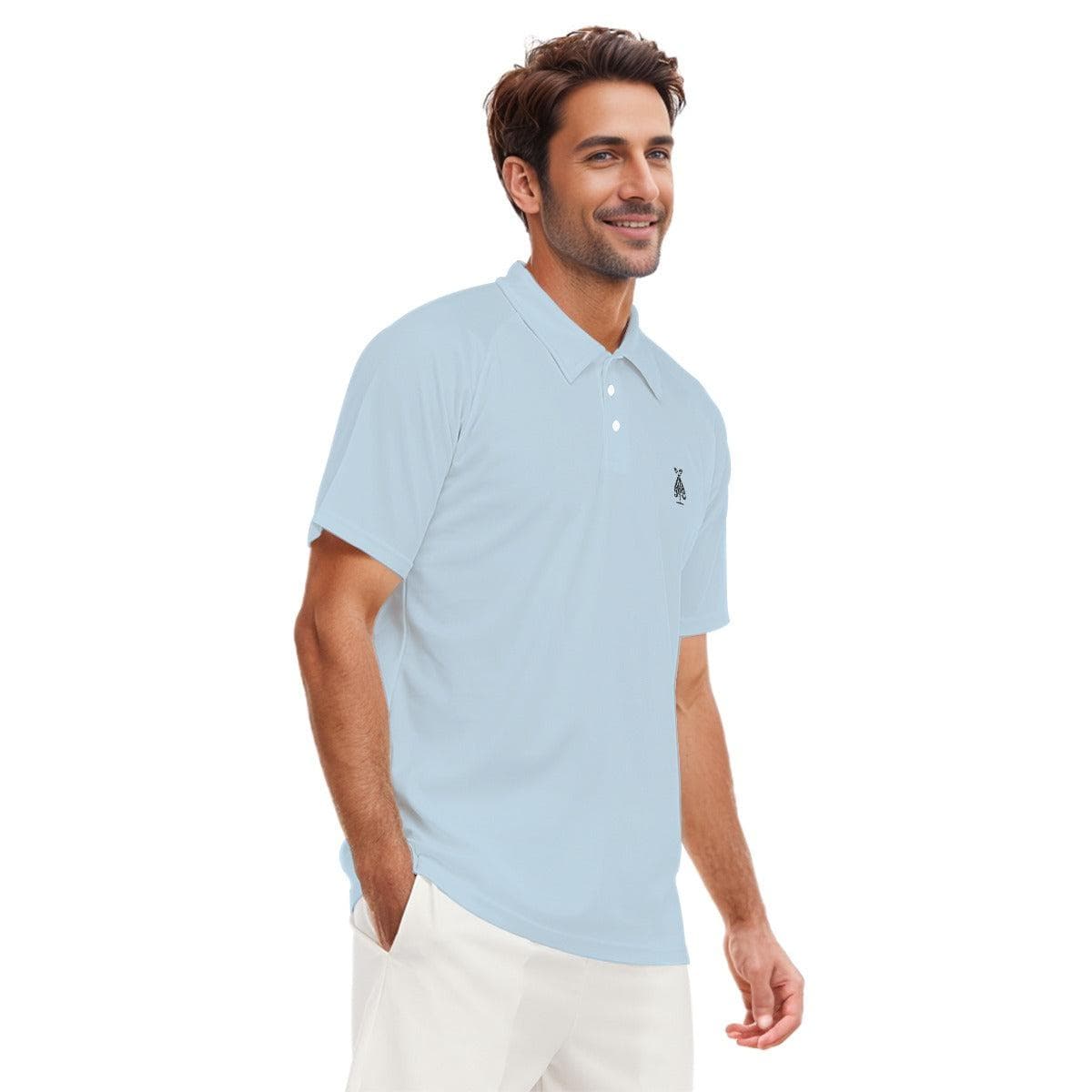 SwayGlow Baby Blue Men's Short Sleeve Polo Shirt With Button Closure