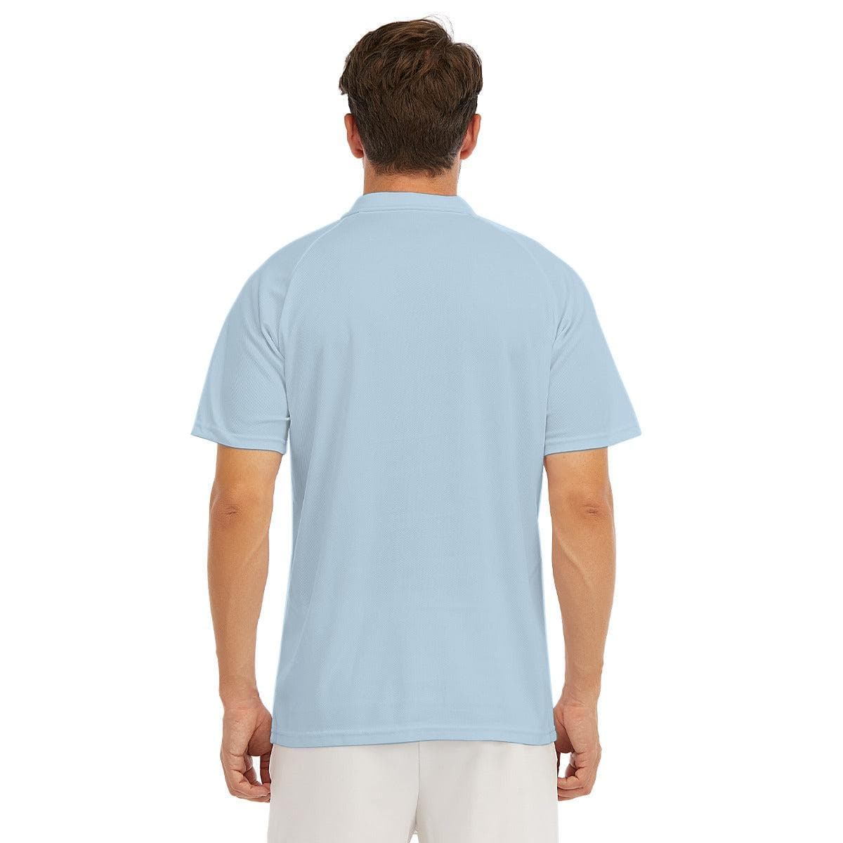 SwayGlow Baby Blue Men's Short Sleeve Polo Shirt With Button Closure