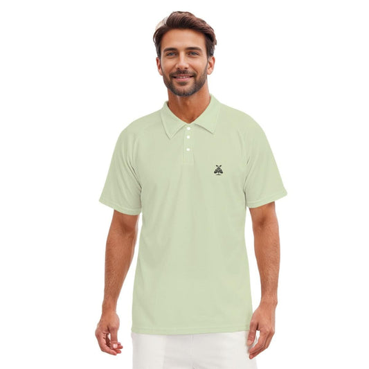 SwayGlow Green All-Over Print Men's Short Sleeve Polo Shirt With Button Closure