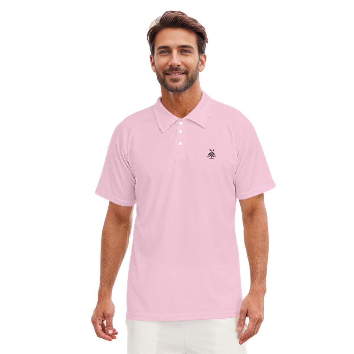 SwayGlow Pink Men's Short Sleeve Polo Shirt With Button Closure