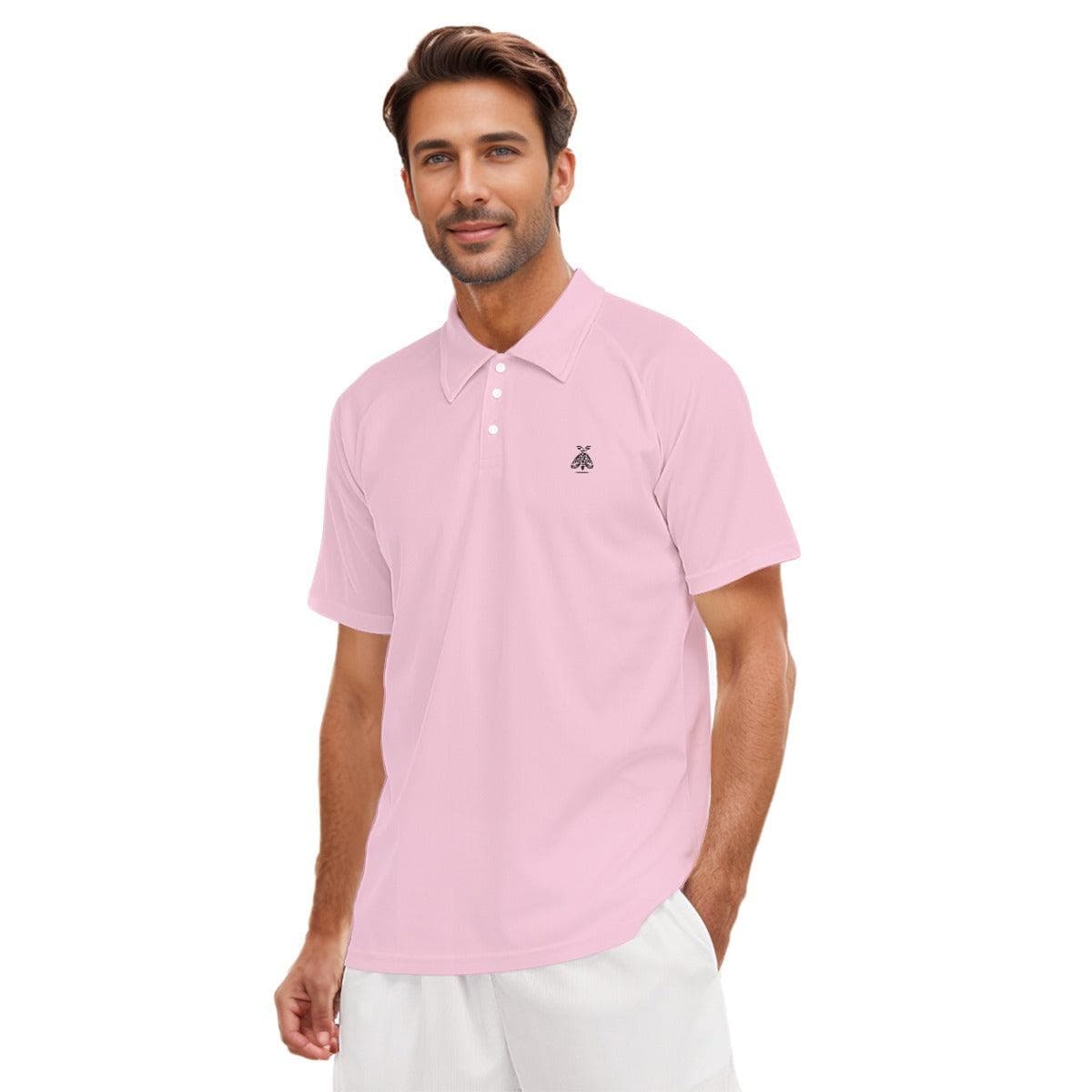 SwayGlow Pink Men's Short Sleeve Polo Shirt With Button Closure