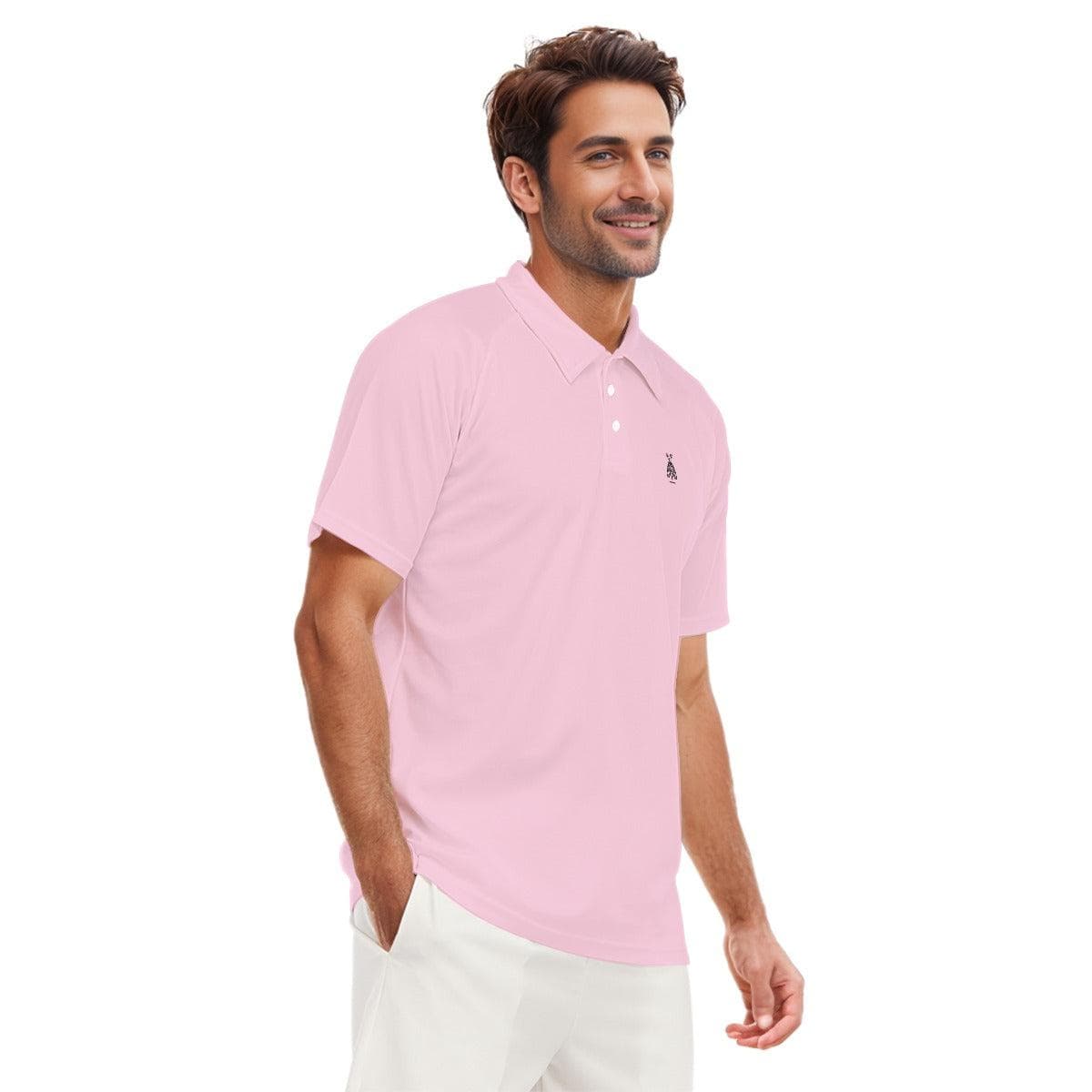 SwayGlow Pink Men's Short Sleeve Polo Shirt With Button Closure