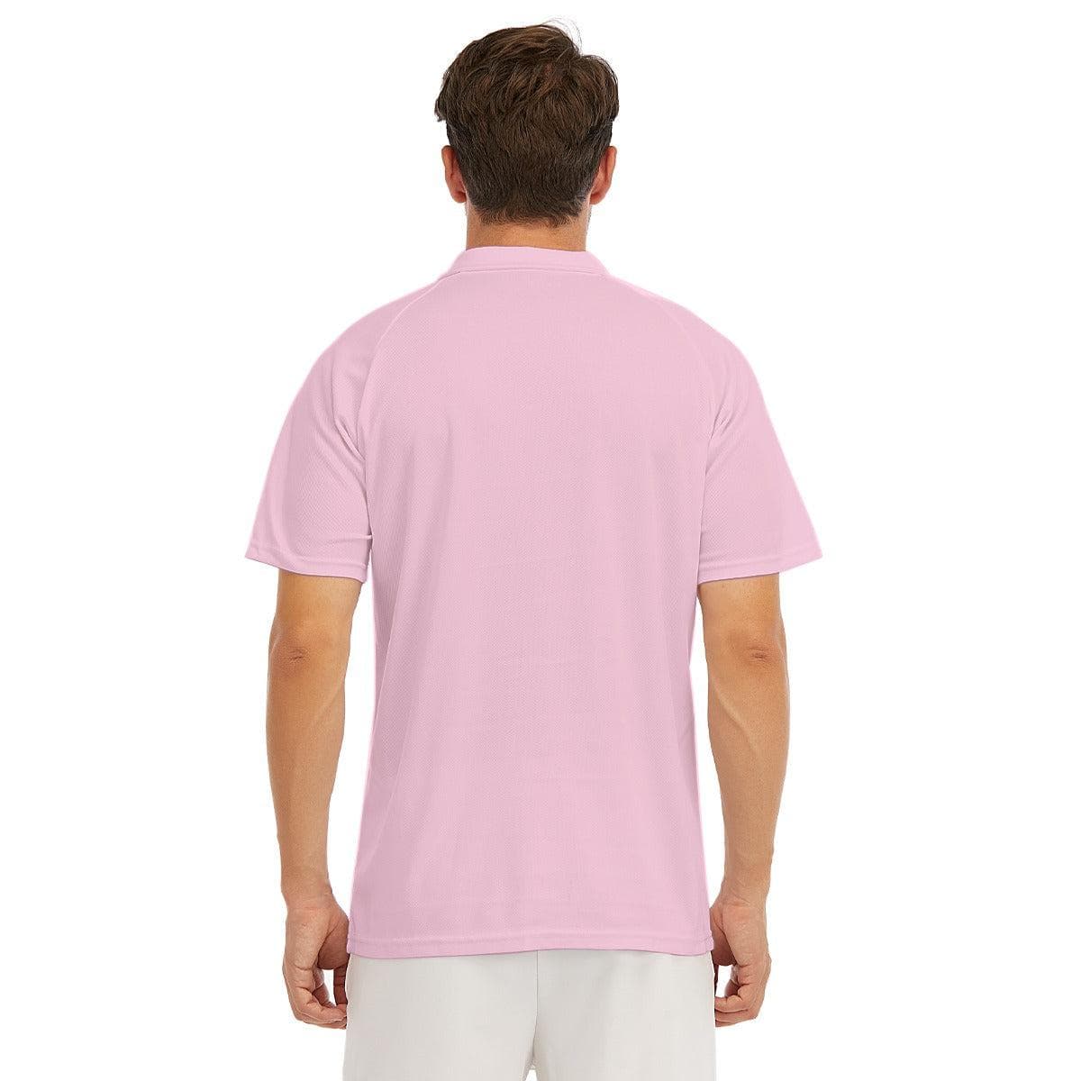 SwayGlow Pink Men's Short Sleeve Polo Shirt With Button Closure