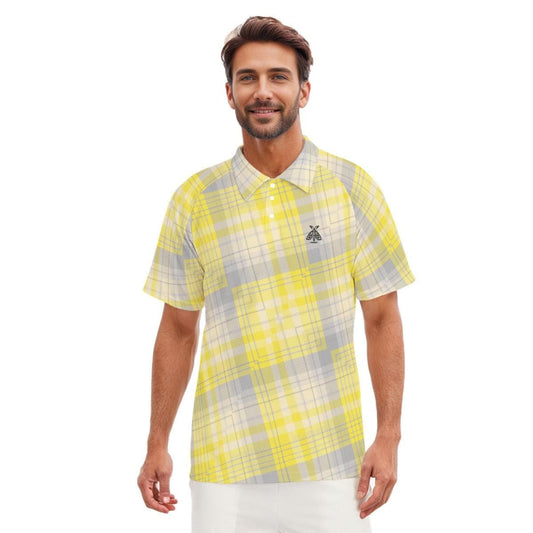 SwayGlow YellowXC Men's Short Sleeve Polo Shirt With Button Closure